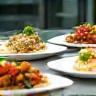 Corporate lunch spread in modern office