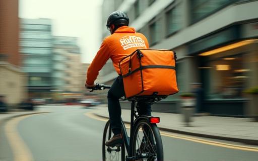 SwiftBite courier delivering fresh meals in London