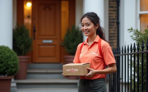 Contactless food delivery at London doorstep