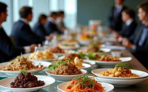 Corporate catering setup at a business meeting