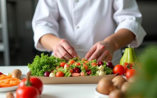 Chef preparing healthy meal boxes for subscription service